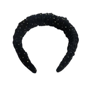 Lele Sadoughi Jet Black Gold Dots Velvet Kelly Comfort Headband New
